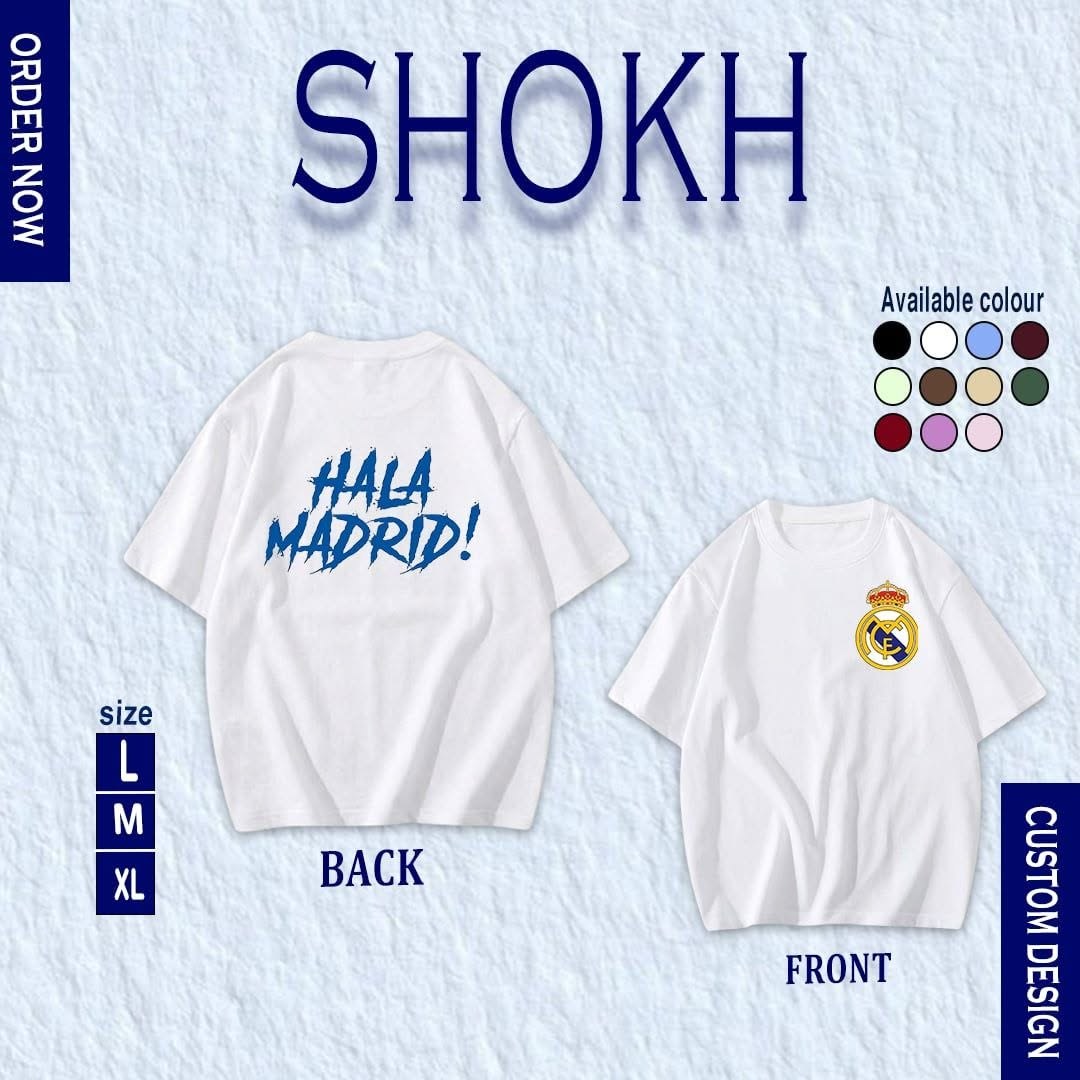hala madrid white drop shoulder
